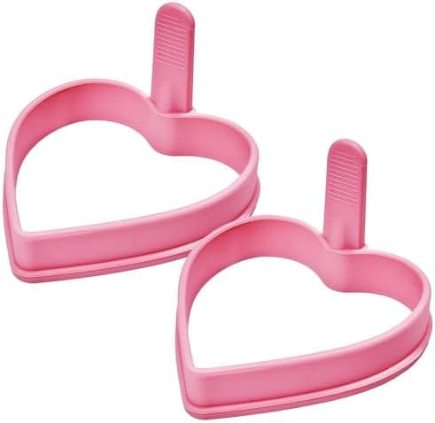 Heart Silicone Pancake Molds, 2 Pack Silicone Pancake Molds for Heart Shape Pancakes, Pancake Maker Mold for Griddle - Pink