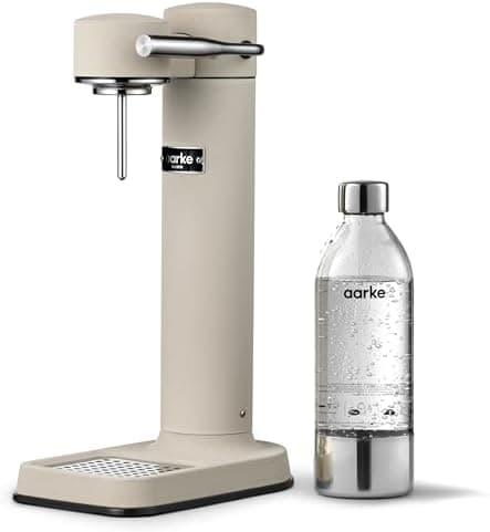 Aarke Carbonator lll, Sparkling & Carbonation Water Machine, Stainless Steel with PET BPA-Free Reusable Bottle Volume 1L/34 fl oz (Sand)