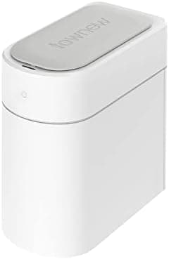 TOWNEW T3 Slim Automatic Infrared Motion Sensor Trash Can with Lid, Self Sealing & Changing, 3.4-Gal Waterproof, White, Touchless Trash Cans with Lids