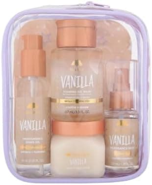 Tree Hut Vanilla Mini Best Sellers Kit, Exfoliating & Hydrating Body Care Travel Set, Nourishing Skin Care Bundle for All Skin Types