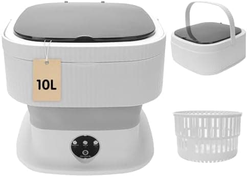 Portable Travel Washing Machine, 10L Mini Washer With Spin Dryer, Foldable Underwear Washer and Dryer Combo for Apartments, Camping, Travel (Gray)