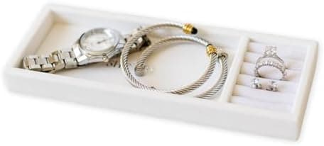 Shinery Jewelry Tray, Organizer for Dresser & Nightstand, Aesthetic Room Decor, Earring Holder, Key Bowl, Trinket Dish, Vanity Storage Box for Rings & Accessories, PU Leather - The Daily Tray