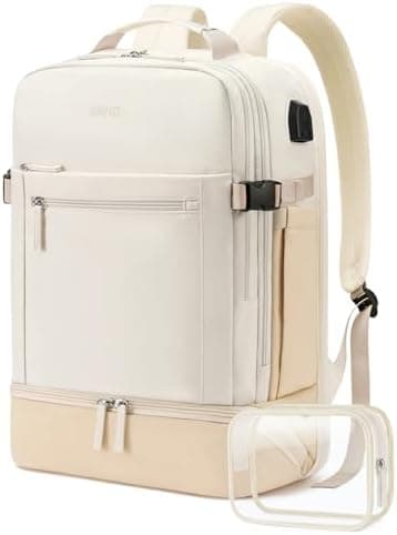 ZOMFELT Travel Backpack for Women, Flight Approved Carry on Backpack with Shoes Compartment & Wet Pocket, Water Resistant 17inch Laptop Bag with USB Charging Port for Weekender Hiking Trip