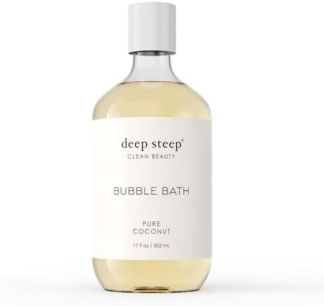 Deep Steep Pure Coconut Bubble Bath for Women, Hypoallergenic, Clinically Tested, Clean Formula for Sensitive Skin, Sulfate-Free, 17 fl oz Bottle, Essential Bath Accessories