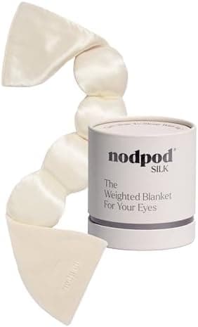 Nodpod Mineralized Silk Gentle Pressure Sleep Mask - Strap-Free, Light-Blocking Design for Sleep, Travel & Relaxation - Weighted Eye Pillow, Machine Washable (Pearl)