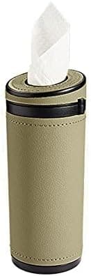 Car Cup Holder Tissues,MoreChioce ABS PU Leather Tissue Dispenser Car Tissue Tube Box Universal Cylinder Napkin Holder Multipurpose Trash Bin for Car Vehicle Bathroom Office,Beige