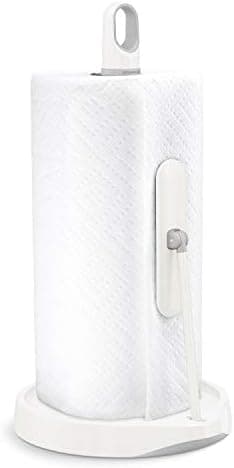 simplehuman Tension Arm Standing Paper Towel Holder, White Stainless Steel