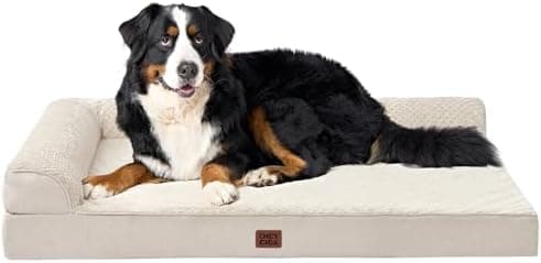 EHEYCIGA XXL Dog Bed Memory Foam, Orthopedic Giant Dog Bed Jumbo with Washable Removable Cover, Waterproof Pet Sofa Couch with Nonskid Bottom, 48x35x7.5, Beige