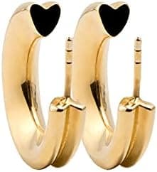 Stella Valle Heart Thick Tube Earrings - 18k Gold Plated 1.75" Inch Diameter Brass Earrings - In the Shape of Heart
