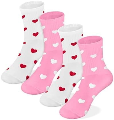 Ronglry Heart Socks for Women Valentines Socks for Women Heart Crew Socks Cute Cotton Womens Socks Valentines Gifts