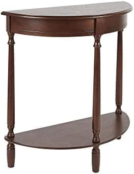 Decor Therapy Simplify Half Round Accent Table, Walnut, 28.25w 11.8d 28.25h