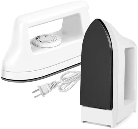 Mini Iron for Crafts and Travel - Electric Heat Press Machine for Quilting and Sewing (White) - 6.49 x 3.74 x 2.6 Inches