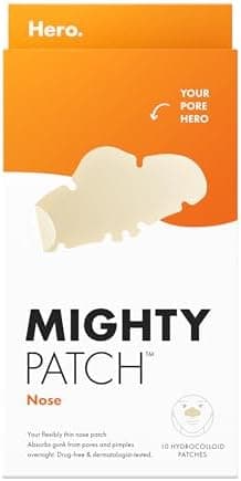 Mighty Patch Nose Pimple Patches, Large Hydrocolloid Pore Strips, Dermatologist Approved, Overnight, Pimple Stickers from Hero Cosmetics, 10 count