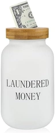 Laundry Room Bank Coin Jar,Creative Piggy Bank with Money Slot,Rustic Coin Bank for Laundry Room Decor & Farmhouse Style Home Decor. (white)