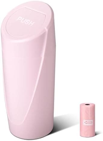 SGLRT Car Trash Can Bin with Lid - Car Garbage Can Cup Holder - Pink Mini Leakproof Vehicle Garbage Bin with 20pcs Trash Bags - Automobile Organizers and Storage for Front Back Seat Accessories