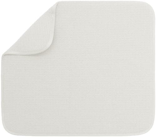 S&T INC. Dish Drying Mat, 16” x 18”, Absorbent Microfiber Kitchen Counter Mat, Dish Drying Pad for Dishes, Utensils, Pots and Pans, Large, Cream