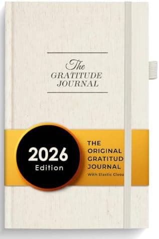 The Gratitude Journal 2026: 5 Minute Gratitude Practice to Inspire Thankfulness, Mindfulness, Positivity, Happiness, Upgraded with Pen Holder, Inner Pocket & Elastic Closure Band (Beige)