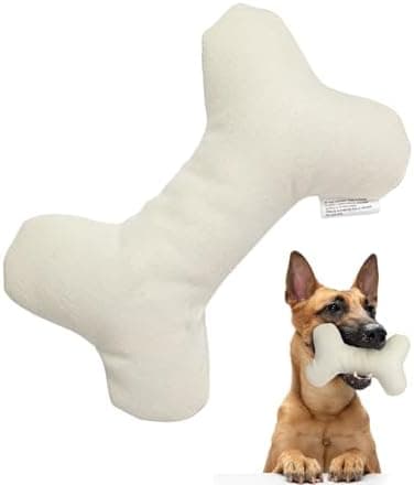 Pata Pal Durable Tough Cotton Canvas Squeaky Dog Toy, Eco-Friendly Interactive Chew Toy for Small, Medium & Large Dogs, T-Bone (White)