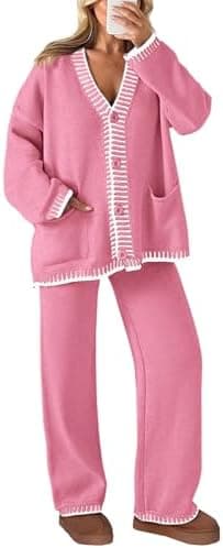 PRETTYGARDEN Lounge Sets for Women Fall 2026 Loungewear 2 Piece Outfits Cardigan Sweaters Track Suit Matching Winter Clothing