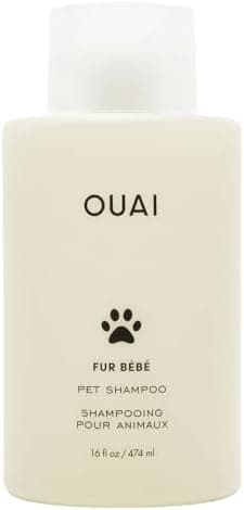 OUAI Fur Bébé Pet Shampoo - Cat & Dog Shampoo for Gentle Cleansing, Hydration & Shine - Vegan & Cruelty-Free Pet Supplies with Aloe Vera & Panthenol - Mercer Street Scent (16 Fl oz)