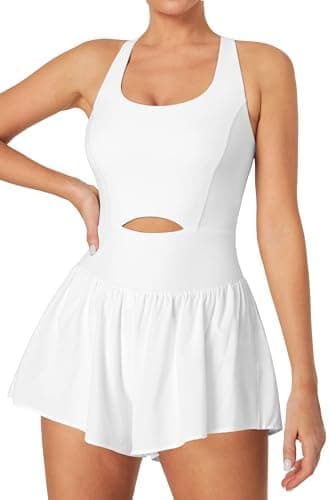 IUGA Workout Romper Tummy Control Padded Athletic Romper with Shorts Running Onesie Jumpsuits Summer Outfits Set Gym Clothes