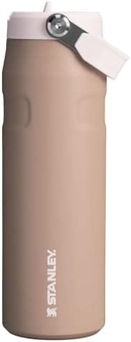 Stanley IceFlow Flip Straw 2.0 Water Bottle 24 OZ | Built-In Straw with Larger Opening | Lightweight & Leak-Resistant | Insulated Stainless Steel | BPA-Free | Almond Rose