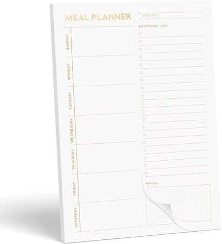 Matte Gold Foil Magnetic Meal Planning Pad for Fridge 52 Undated Tear-off Sheets, 6x9 Inch Meal Planner & Grocery List with Magnet, Weekly Meal Planner with Tear Off Shopping List