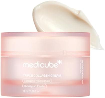 Medicube Triple Collagen Cream - Hydrating & Firming Moisturizer with Hyaluronic Acid, Premium Elastin, Shea Butter - Wrinkle Care & Boosts Elasticity - Korean Skincare, 1.69 oz