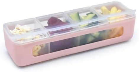 melii Snackle Box | 4-Compartment Snack Container with Individual Lids, BPA-Free Food Storage for Travel, School & On-the-Go Snacks, Kids & Family Organizer (Pink)