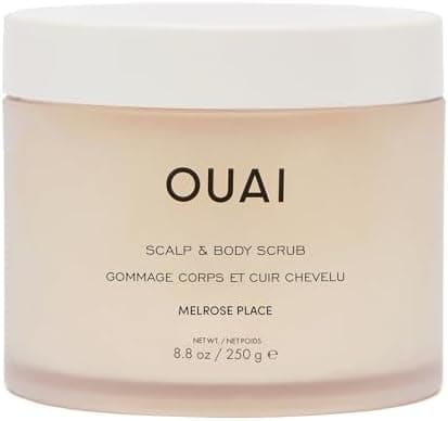 OUAI Scalp & Body Scrub, Melrose Place - Exfoliating Body Scrub with Sugar & Coconut Oil Blend for Smooth, Moisturized Skin - Gentle Scalp Exfoliator for Removing Product Build Up (8.8 Oz)