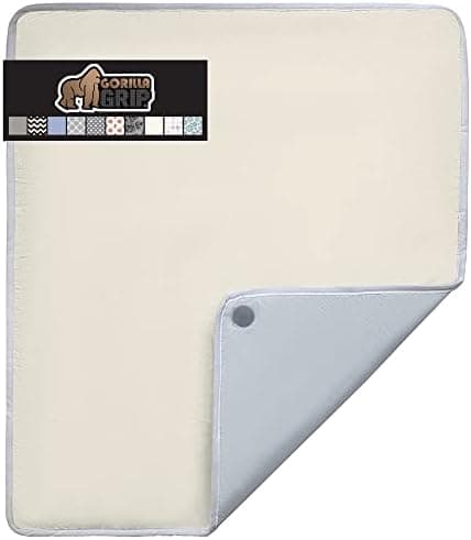 GORILLA GRIP Ironing Mat, Portable Ironing Pad, Magnetic Ironing Blanket for Top of Washer, Dryer, Table Top, Countertop, Silicone Coating and Scorch Resistant, Travel Size 28x24, Linen