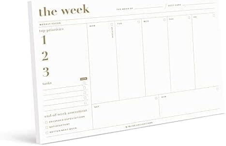 Bliss Collections Weekly Planning Pad, To Do List Notebook - Undated Tear-Off Sheets Notepad - Work Calendar, Organizer, Scheduler for Goals, Tasks - The Essential, 6" x 9", 50 Sheets