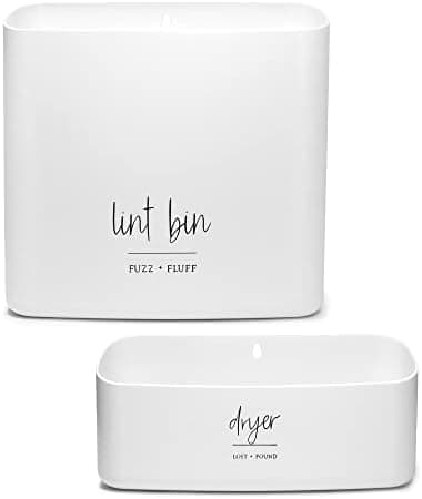 Magnetic Lint Bin for Laundry Room Organization and Storage (2 Piece Set), Waste Holder and Storage Decor, Saves Space with Magnet Mount onto Dryer or Wall Mount Options