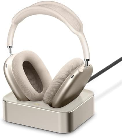 Headphone Charging Station for AirPods Max 2024 & 2020 - Magnetic Headset Charger Dock with Dual Connectors (Starlight)
