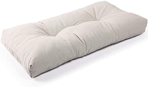 SUNROX LokGrip Non Slip Tufted Memory Foam Bench Cushion, FadeShield Water Resistant Durable Thicken Outdoor/Indoor Bench Seat Pads 27x12x4 inch, Cream