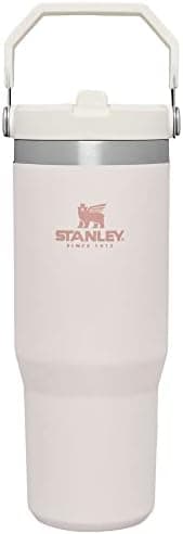 STANLEY IceFlow Flip Straw Tumbler with Handle 30 oz | Twist On Lid and Flip Up Straw | Leak Resistant Water Bottle | Insulated Stainless Steel |BPA-Free | Rose Quartz