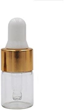 Wresty 2ml(5/8 Dram) Small Mini 15 Pcs Clear Glass Dropper Bottles Essential Oil Vials Travel Refillable DIY Cosmetic Sample Container Liquid Perfume Eye Droppers Bottle (gold cap)