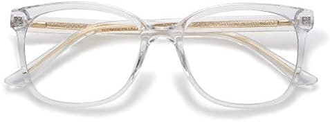 SOJOS Clear Blue Light Glasses Computer Glasses Embossed Temple ROCOCO SJ5099, Clear Frame/Anti-Blue Light Lens