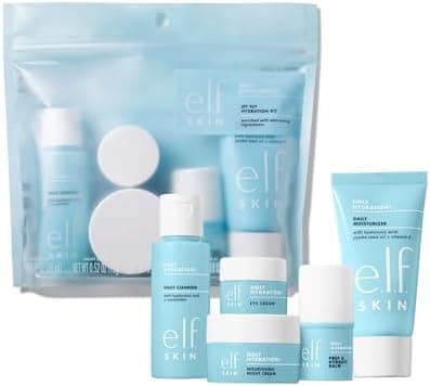 e.l.f. SKIN Holy Hydration! Jet Set Hydration Kit, Travel Friendly Hydrating Skincare Set, Face Cleanser, Balm, Moisturizer, Eye Cream & Night Cream, Vegan & Cruelty-Free