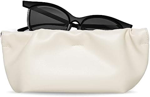 COMF-PRO Squeeze Top Sunglass Pouch - Portable Sunglass Organizer Pouch Bags Soft PU Leather Glasses 2 Pack