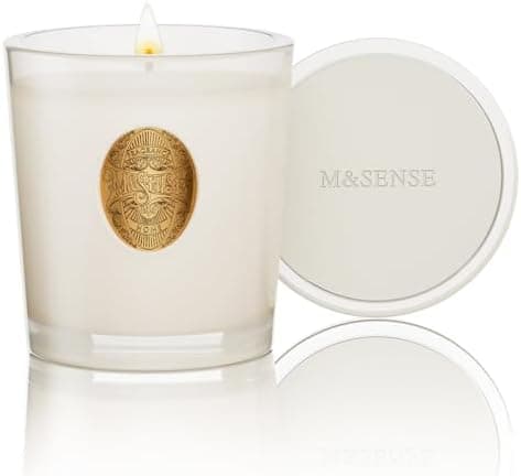 M&SENSE Natural Soy Candle | Vanilla Dream & White | 9.2 oz, 50H Burn Time | Luxury Scented Candle for Relaxation, Gifting, Home Décor | Ideal for Bedroom, Office, Party Ambiance