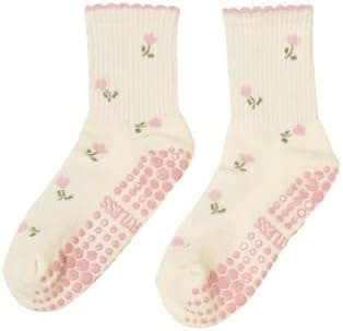 Shapes Studio Half Calf Grip Socks, Cute Fruit Pilates Socks, Ruffle Socks, Non-Slip for Barre Yoga