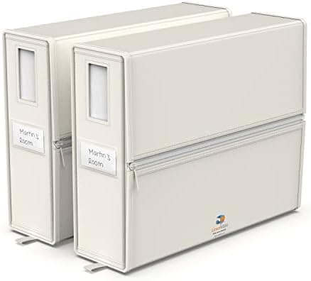 LINENMATE The Original Linen Storage Container, 2-Pack (Twin/Full Size, Ivory)