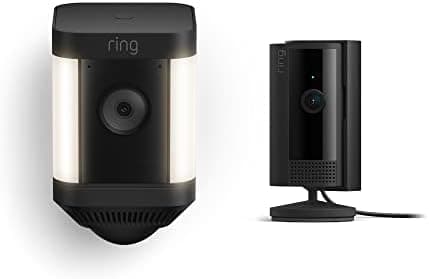 Ring Spotlight Cam Plus Battery, Black with All-new Ring Indoor Cam, Black