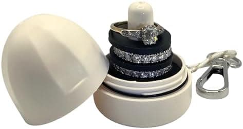 RING THING - Ring Holder Keychain, Jewelry Organizer and Storage, Portable Waterproof Jewelry Holder, Pill Box Keychain Container, Gym Accessory, and Travel Ring Case (Vanilla)