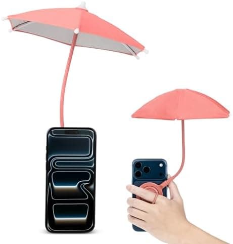 Kiorafoto Phone Umbrella for Sun, Magnetic Cellphone SunShade Shield Umbrella, Universal Phone Sun Blocker Cover Visor for Beach Pool Outdoor Tiktok YouTube Video Photo Watching Shooting Anti-Glare