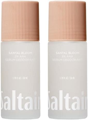 Saltair Serum Deodorant 2 Pack – Santal Bloom Scent – 5% AHA – Aluminum-Free Odor Control for Women & Men – Mandelic Acid Deodorant with Lactic Acid – 2x 1.7oz Travel Roll On
