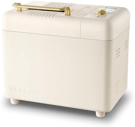 Neretva Bread Machine, 2.2LB 15-in-1 Bread Maker, Dual Heater Breadmaker Machine with Auto Nut Dispenser & Nonstick Ceramic Pan, Bread Maker Machine for Gluten Free, Dough Maker, Sourdough, Yogurt