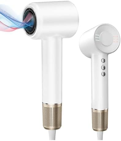 Hair Dryer - Negative Ionic Blow Dryer with 150000 RPM High Speed Brushless Motor for Fast Drying, Low Noise, HD Display Hair Dryer with Diffuser and Nozzle, 4 Temps & 3 Speeds