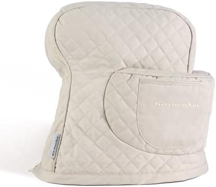KITCHENAID Fitted Tilt-Head Stand Mixer Cover with Storage Pocket, Quilted 100% Cotton,14.4"x18"x10", Milkshake